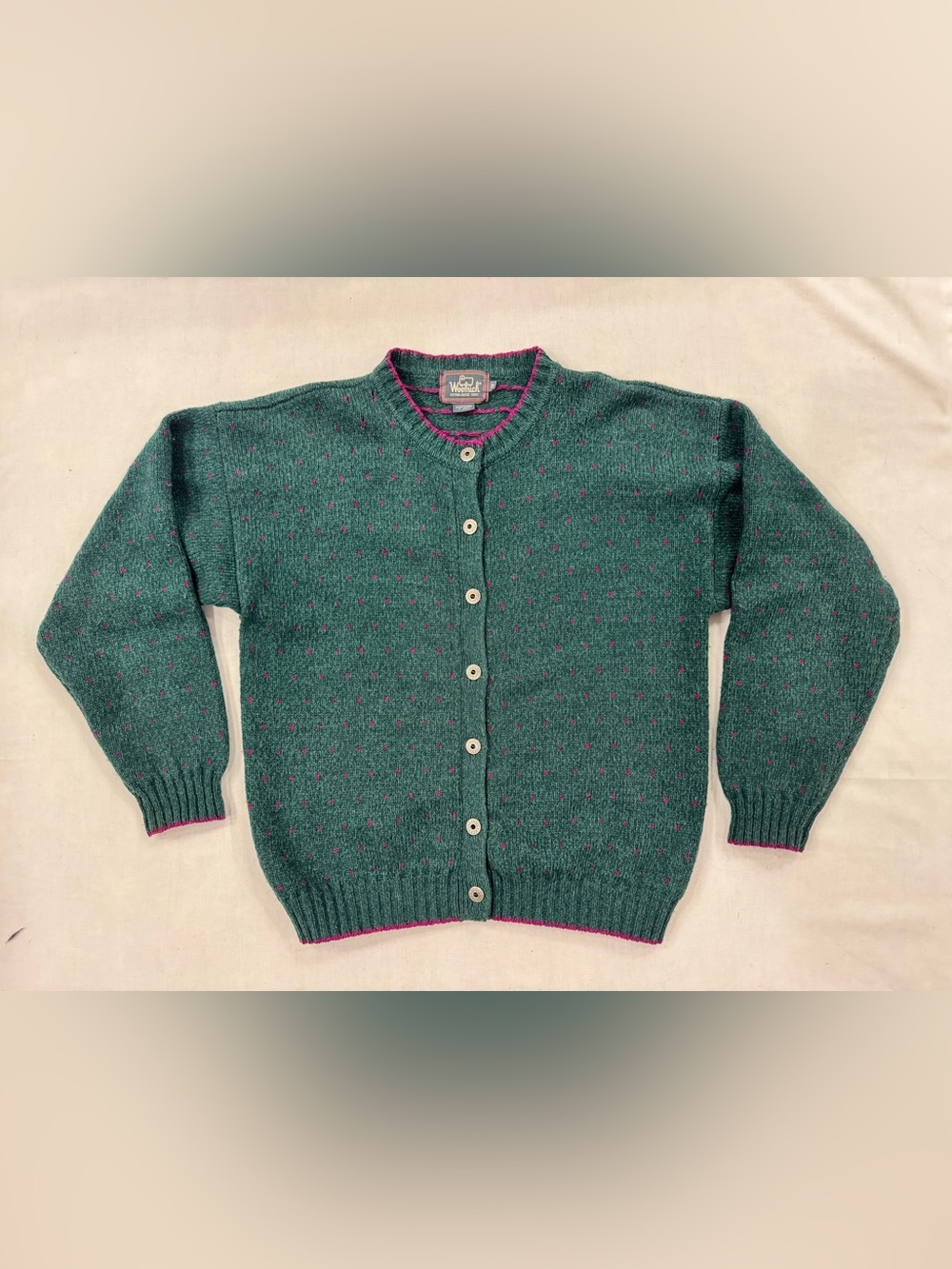 Vintage Woolrich Wool Blend Cardigan Sweater Buttons medium Green - Picture 1 of 6